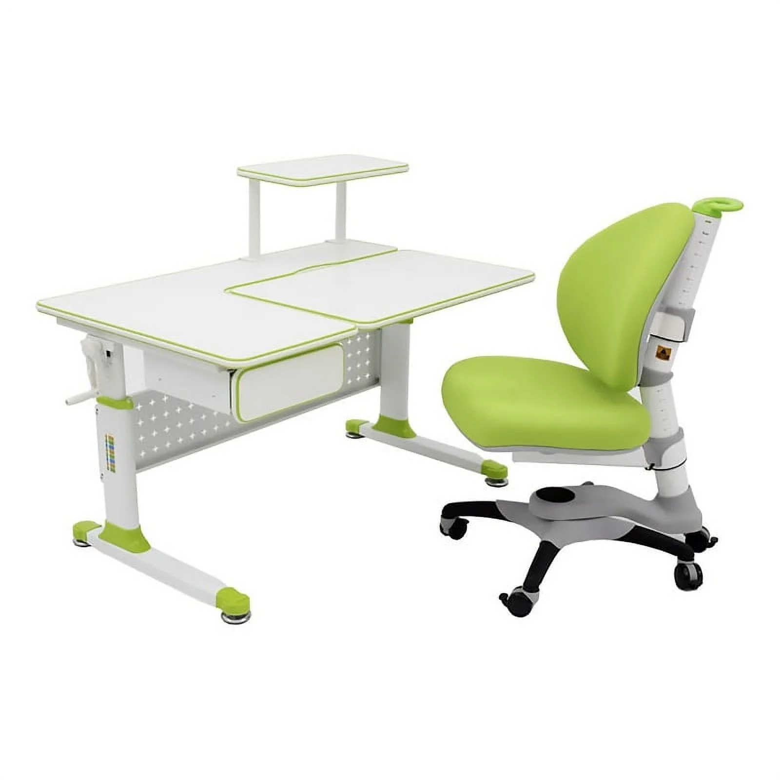 ApexDesk DX Series Children's Height Adjustable Chair with Study Desk in Green