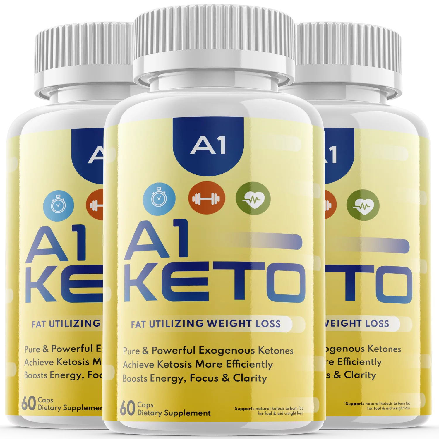 (3 Pack) A1 Keto - Fat Utilizing Weight Loss Formula - Achieve Ketosis More Efficiently - Boosts Energy, Focus & Clarity - Weight Management Dietary Supplement Pills - 180 Capsules