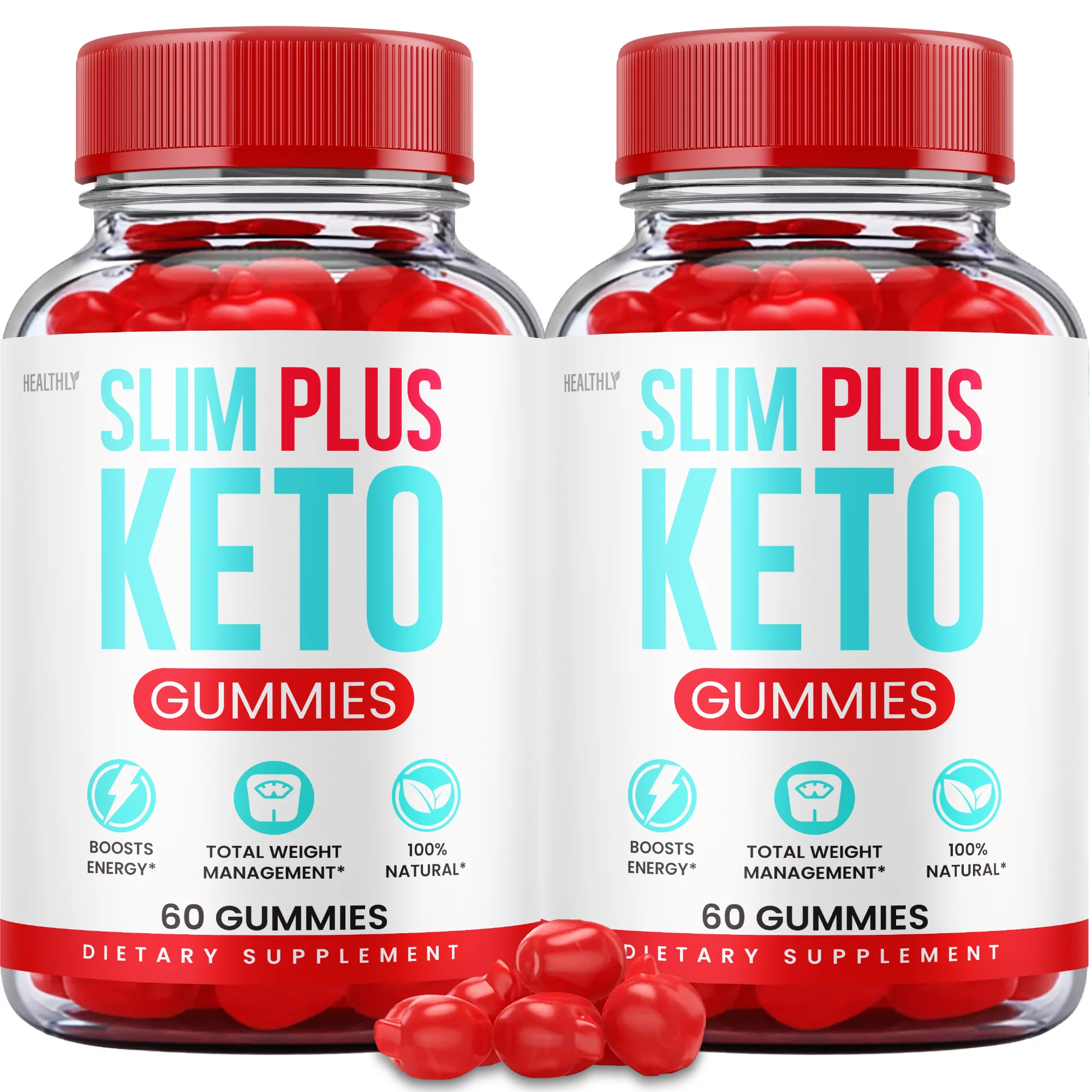 (2 Pack) Slim Plus Keto Gummies for Weight Loss ACV Apple Cider Vinegar 100% Natural (120 Gummies)