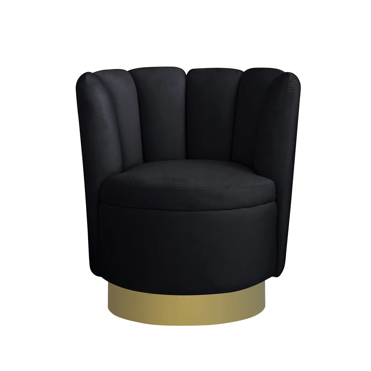Ellis Velvet Upholstered Swivel Accent Chair in Black Velvet