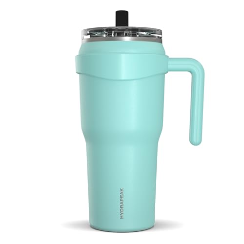 Hydrapeak Roadster 40oz Stainless Steel Tumbler Double Wall Vacuum Insulated Water Bottle With Handle And 2 in 1 Straw Lid (Aqua)