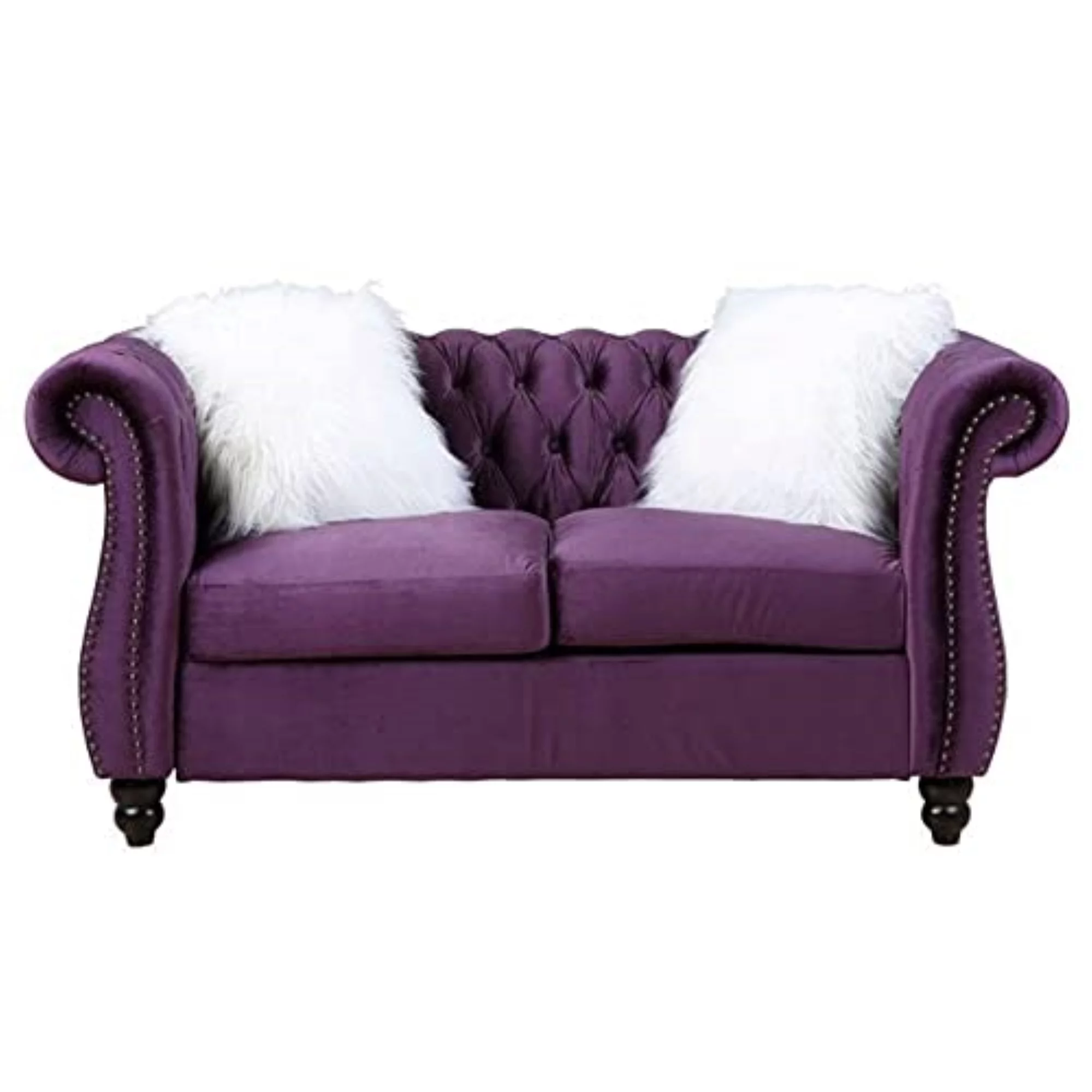 LV00341 - Loveseat w/2 Pillows, Purple Velvet - Thotton