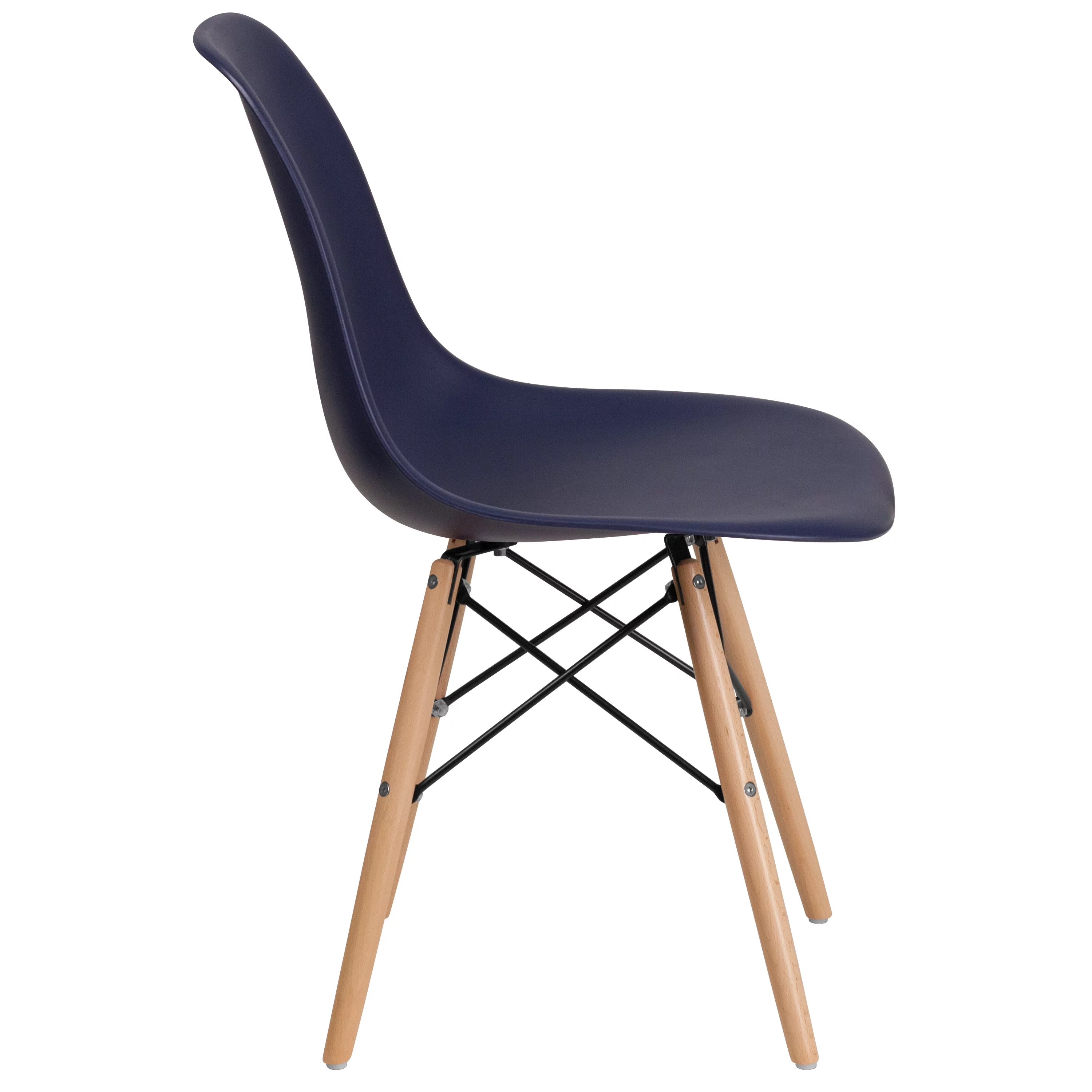 Flash Furniture 2 Pack Elon Series Navy Plastic Chair with Wooden Legsase