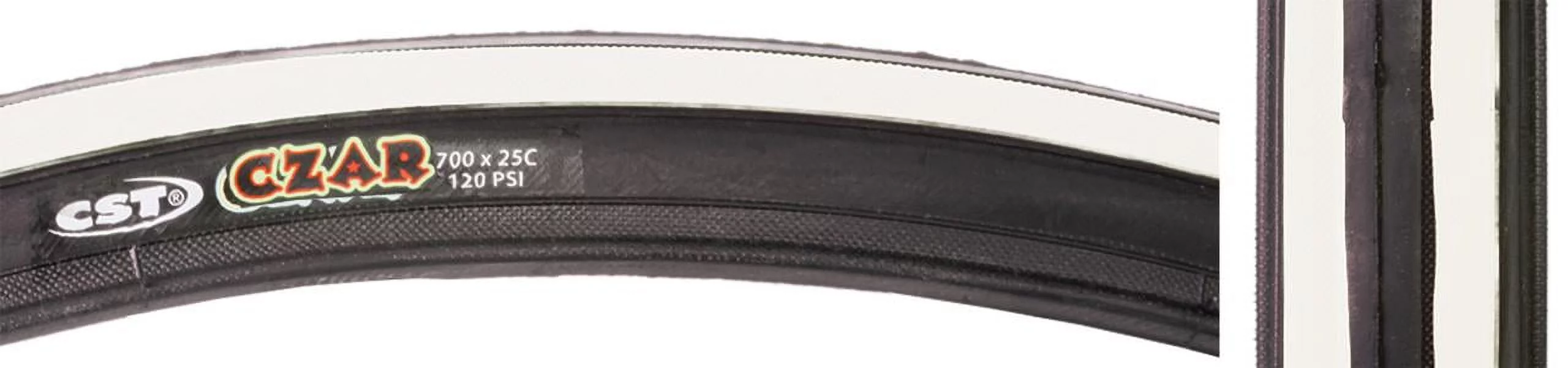Cst Premium Czar 700 x 25 Clincher Wire TPI 120 Black/Wht Reflective Road Tire