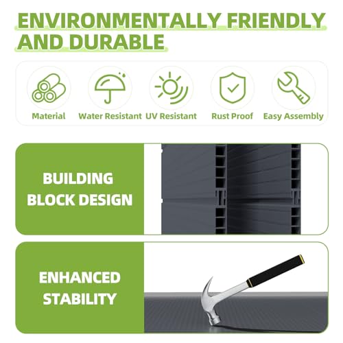 Outdoor Storage Shed 6x4.4FT, Resin Shed Plastic with Floor for Garden Tool,Waterproof Outdoor Resin Storage,Lockable Doors for Patio,Yard,Lawn (LightGray 6x4)