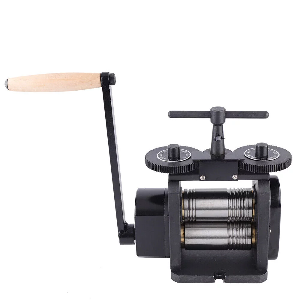 Fichiouy Jewelry Rolling Mill Machine 110mm Manual Combination Rolling Mill Square Line Flat Semi-Circular Press Rolling Mill Jewelry Marking Tools