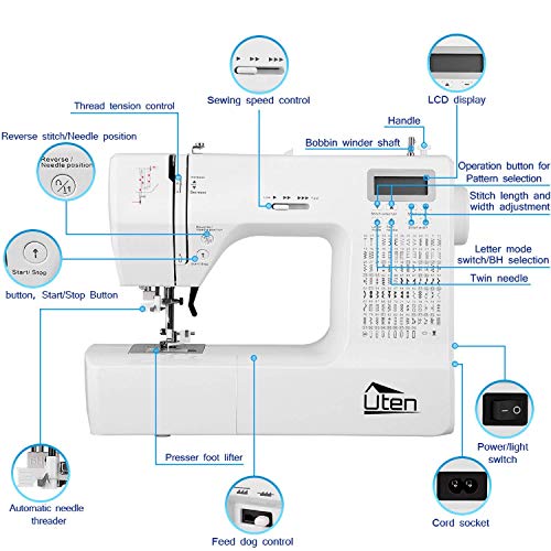 Sewing Machine Computerized Embroidery Sewing Machine with 60 Unique Built-in Stitch