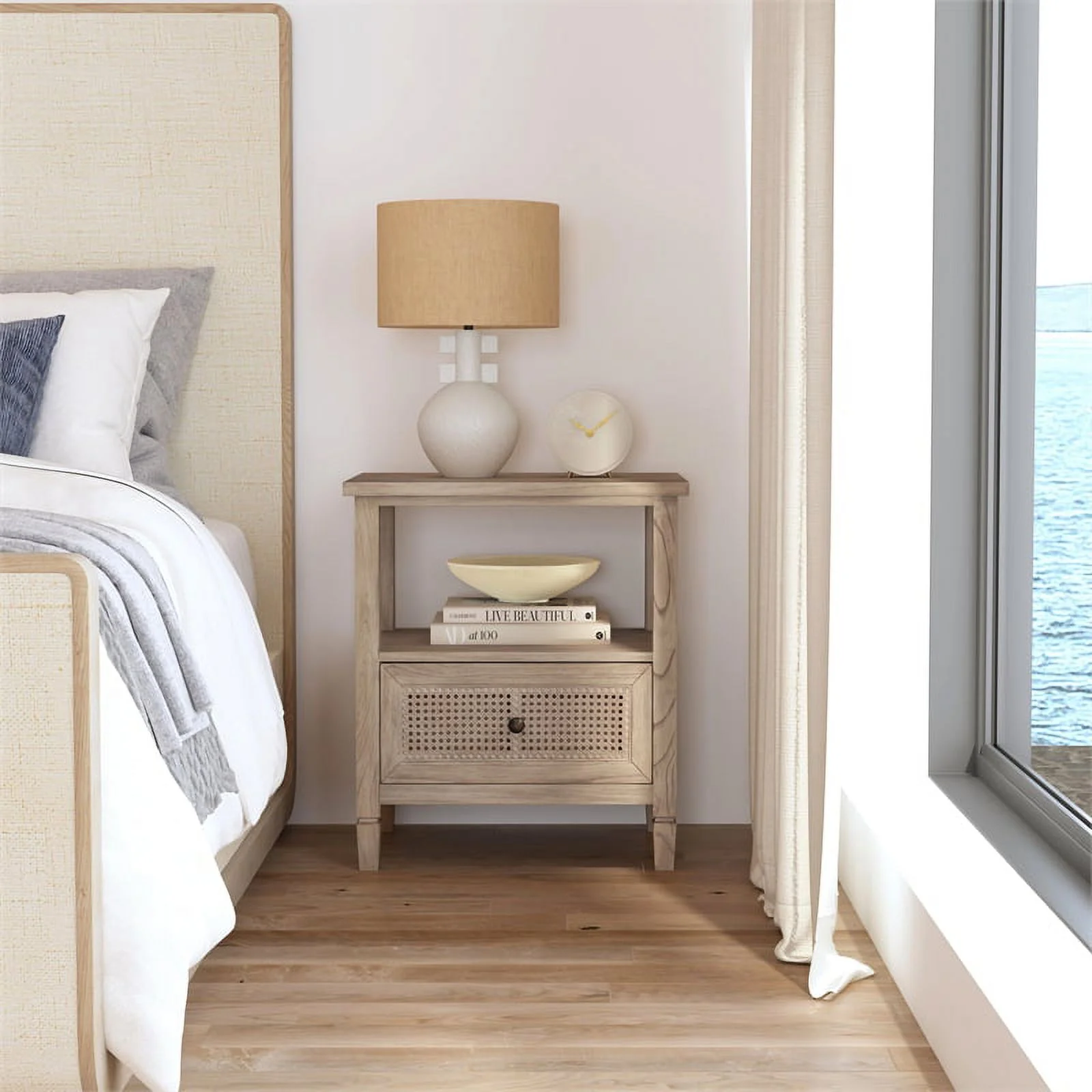 Butler Specialty Company Flagstaff 1 Drawer Cane and Wood Nightstand - Natural