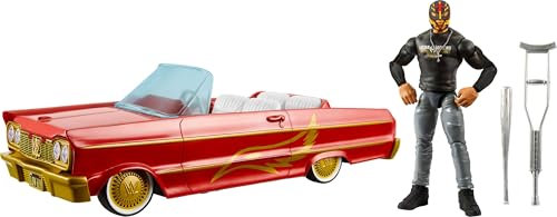 Mattel WWE Action Figure & Toy Vehicle Set, Rey Mysterio Main Event Figure & Lucha Low Rider Car with Launching Action & Hydraulics