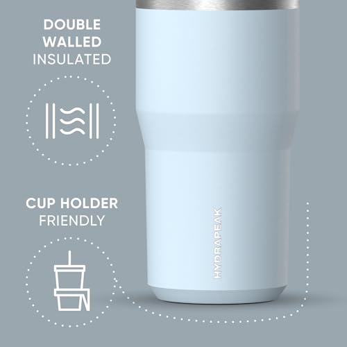 Hydrapeak Nomad 24 oz Tumbler with Handle and Straw Lid, Leakproof, Double Insulated, 24oz Cup Stainless Steel (Blush)