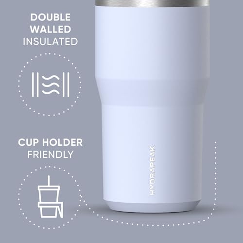 Hydrapeak Nomad 24 oz Tumbler with Handle and Straw Lid, Leakproof, Double Insulated, 24oz Cup Stainless Steel (Blush)