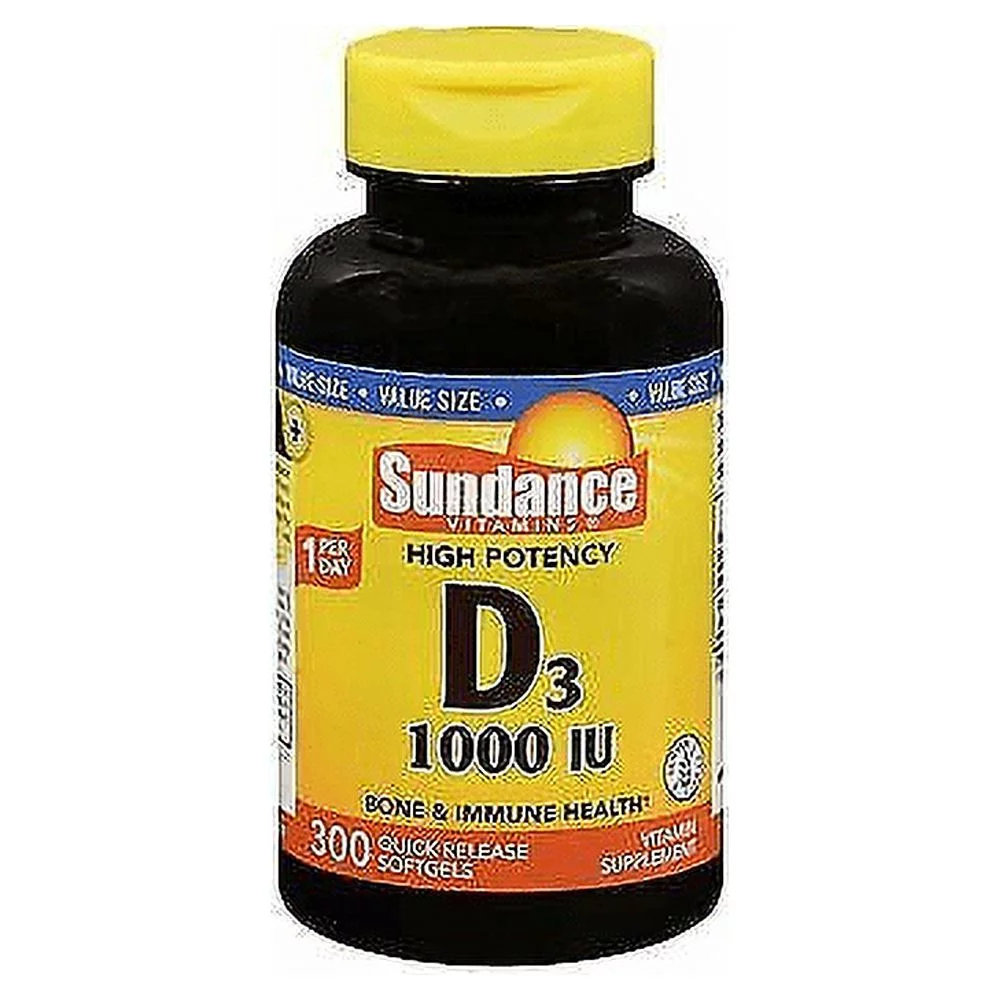Sundance Vitamin D3 1000 IU High Potency Support Neuromuscular 300ct,4-Pack