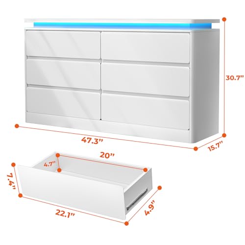 6 Drawer Black Dresser for Bedroom, 47.2