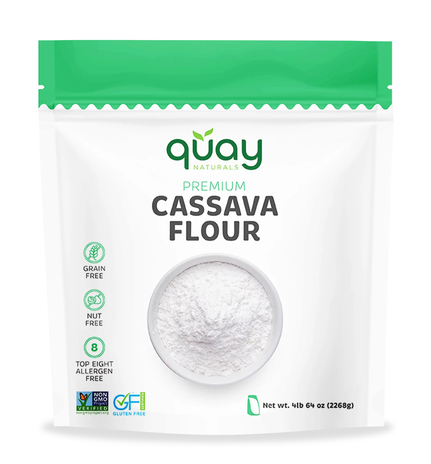 Quay Naturals Cassava Flour, 4 lbs, Gluten Free & Grain-Free Flour for Baking | Non-GMO, Made from 100% Yuca Root, All-Purpose Wheat Flour Substitute | Soy Free Fufu & Farofa Flour