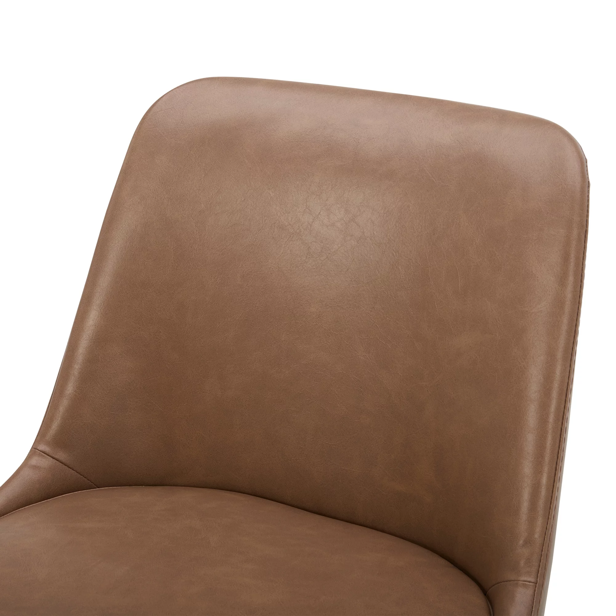 CHITA Modern Faux Leather Upholstered Kitchen & Dining Room Chairs Set of 2, Wood Legs, Saddle Brown