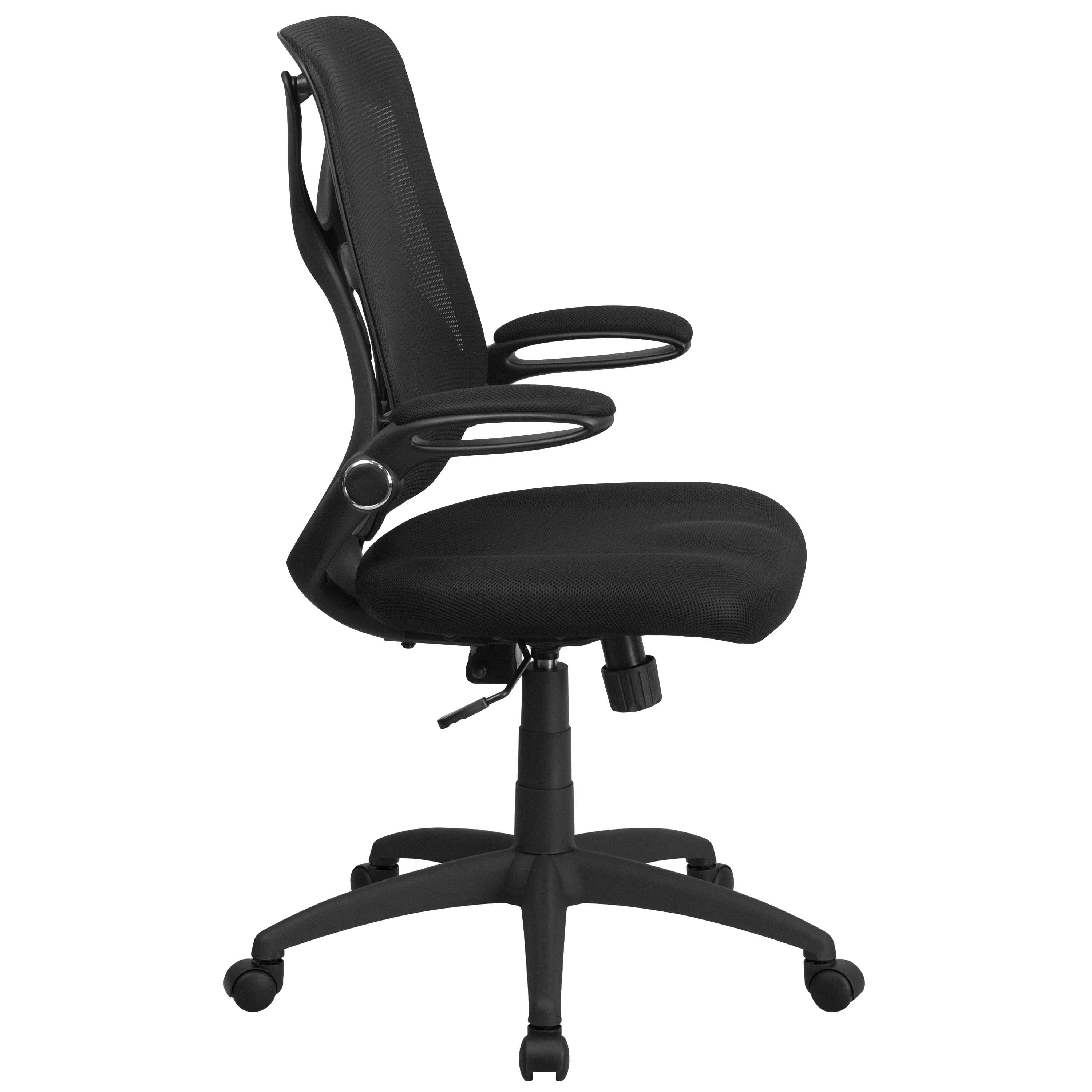 Flash Furniture Kimble High Back Black Mesh Executive Swivel Ergonomic Office Chair with Adjustable Lumbar, 2-Paddle Control and Flip-Up Arms