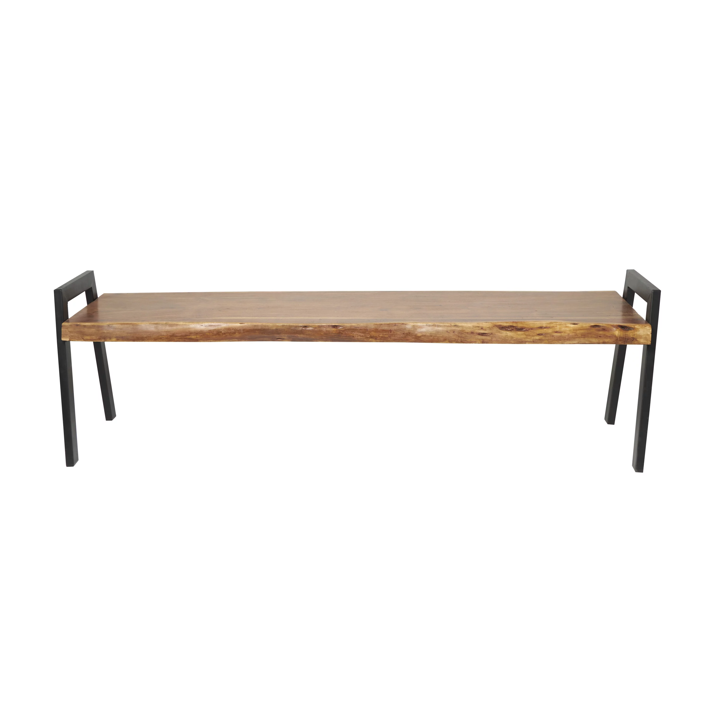 DecMode Wood Live Edge Top Bench, Brown