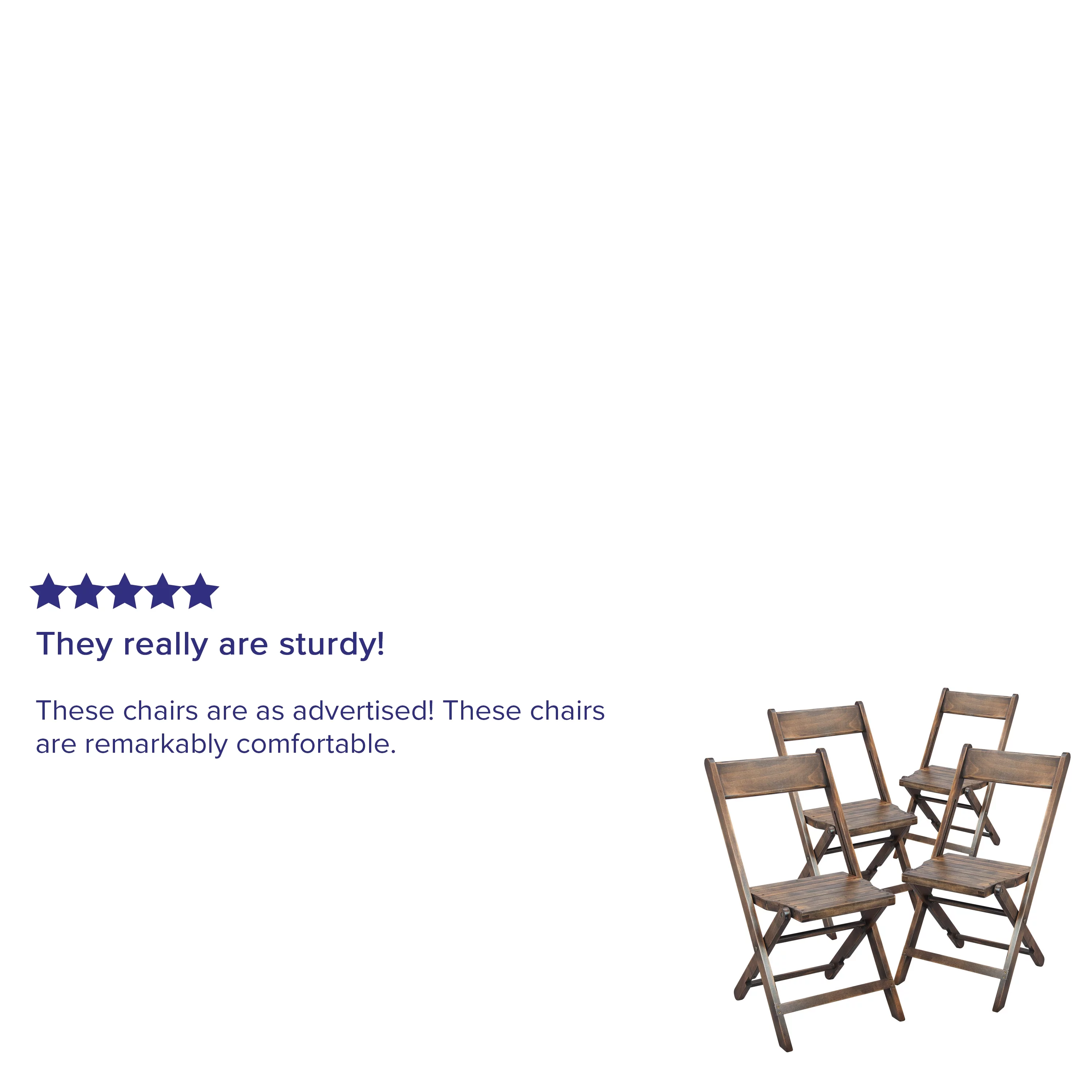 BizChair Slatted Wood Folding Special Event Chair - Antique Black, Set of 4