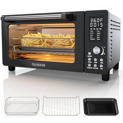 Nuwave Bravo Pro Smart 21QT Toaster Oven Air Fryer Combo, Convection Oven Countertop, 10 functions all in 1, with even & quick crisp technology, 50-450°F, 1800W, Mint Green