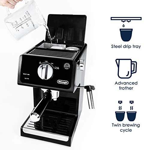 De'Longhi 15 Bar Pump Espresso and Cappuccino Machine with Premium Adjustable Frother, Stainless Steel, ECP3630