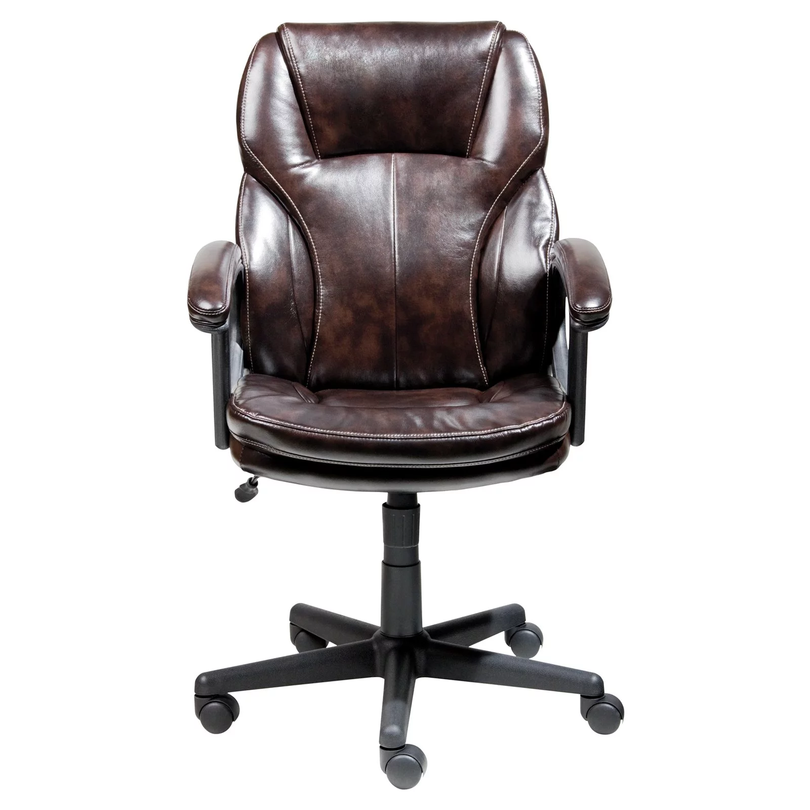 Serta Manager PureSoft Leather Executive Office Chair, Roasted Chestnut