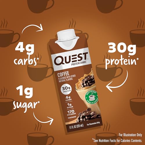 Quest Nutrition Ready to Drink Salted Caramel Protein Shake, 30g Protein, 3g Net Carbs, Gluten Free, Keto Friendly, 11 fl.oz 4 Count(Pack of 3)
