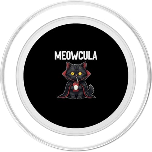 Meowcula Cute Black Cat Vampire Costume PopSockets PopWallet for MagSafe