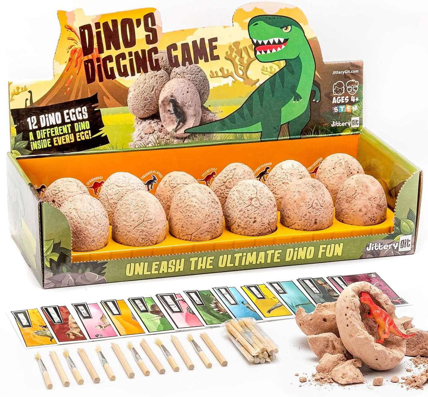 JitteryGit Dinosaur Eggs Stem Toys for Boys, Dino Excavation Fossil for Ages 3 4 5 6 7