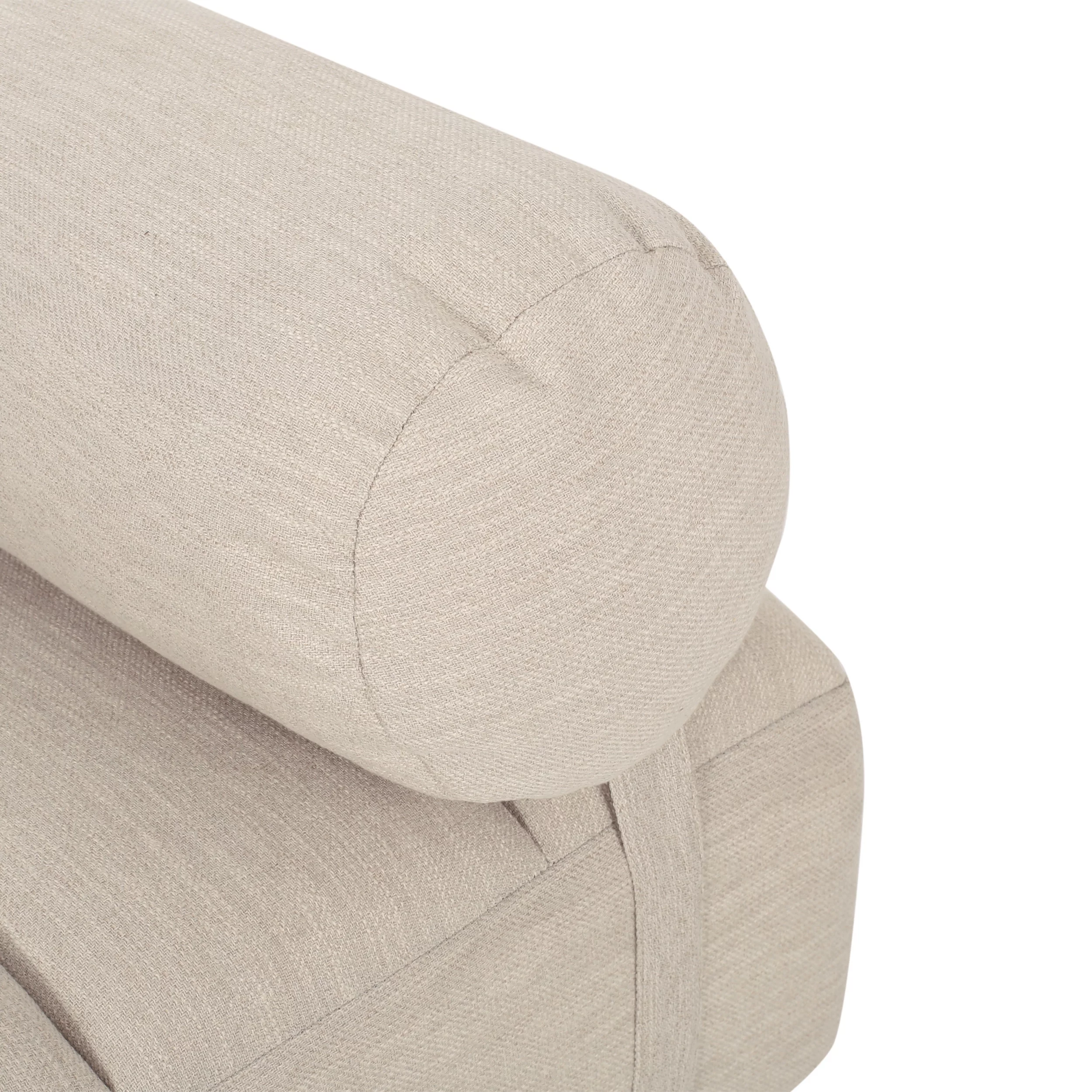 Noble House Lancer Fabric Tufted Chaise Lounge with Bolster Pillow, Beige and Natural Walnut