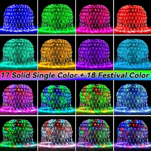 LitHome 10 x 10ft Christmas Net Lights Outdoor, 35 Colors Changing 240 LED Net Lights with Remote Connectable, 9 Modes RGB Gazebo Mesh Light Plug in for Garden, Holiday, Canopy, Pergola, Bushes