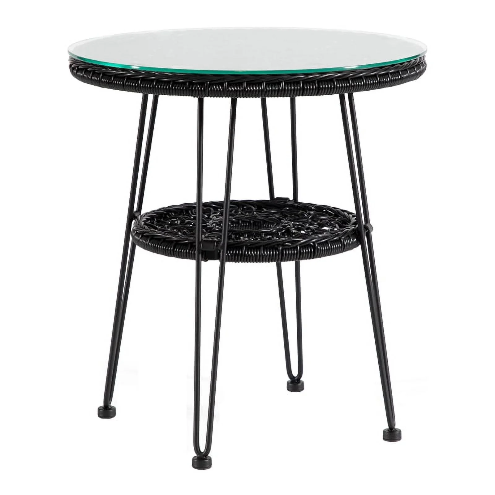 Afuera Living Wicker / Rattan Round Outdoor Coffee Table in Black