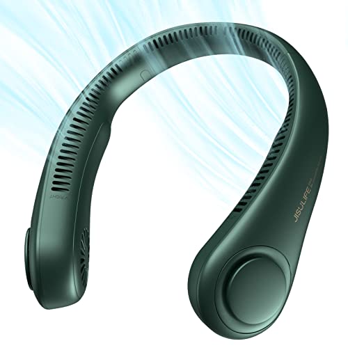 JISULIFE Portable Neck Fan, Hands-Free Bladeless, 5 Speeds, 4000 mAh Battery Operated Wearable Personal Fan, Twistable, Rechargeable, Gift for Women Men-Black