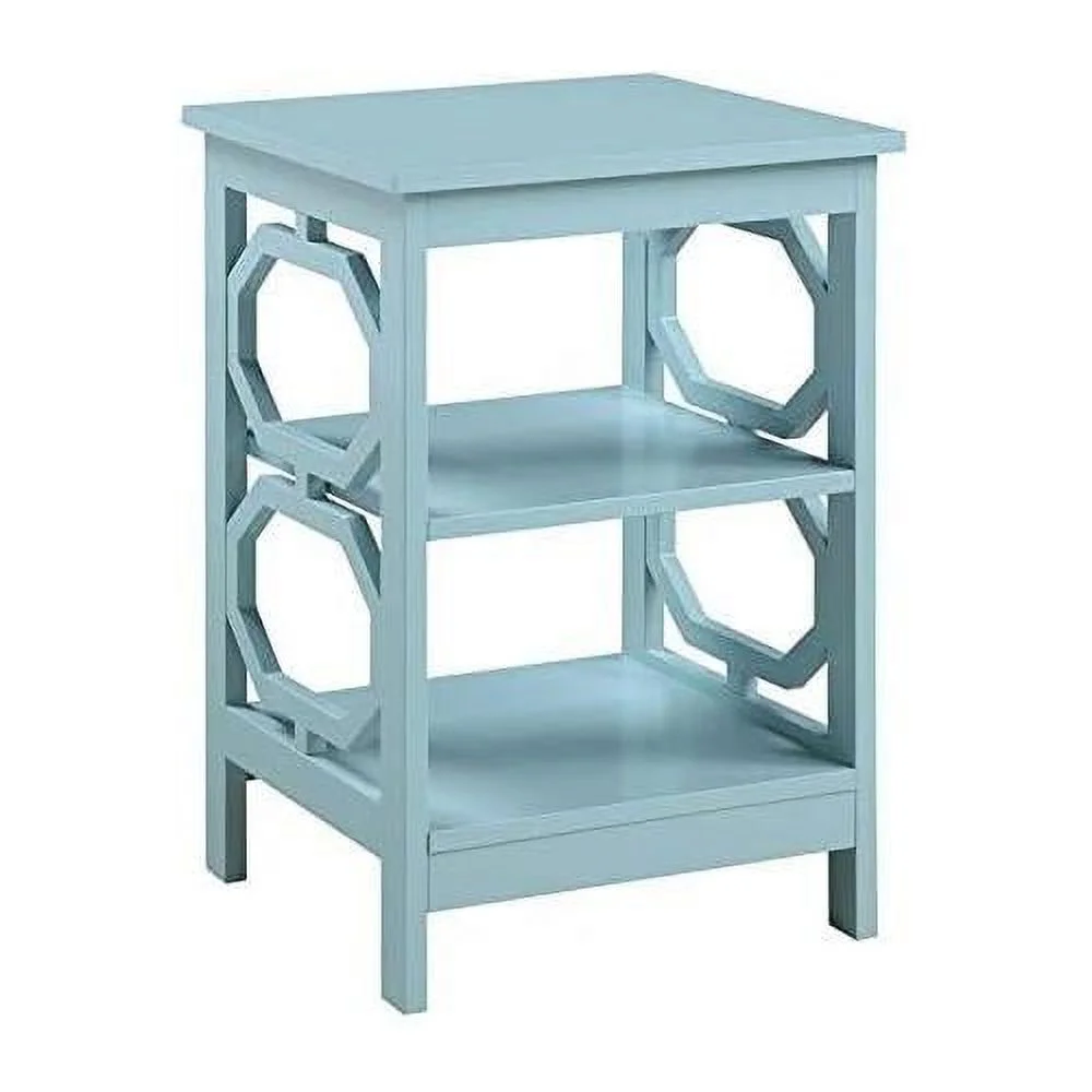 3 Shelves Contemporary Wood End Table In Sea Foam Green