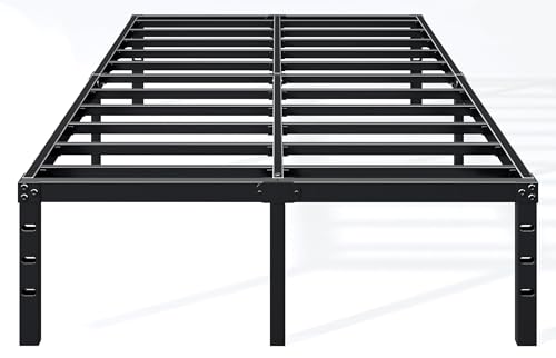 18 Inch Full Bed Frame - Sturdy Metal Platform Full Size, No Box Spring Needed, Heavy Duty, Easy Assembly, Strong Bearing Capacity, Under Bed Storage, Black