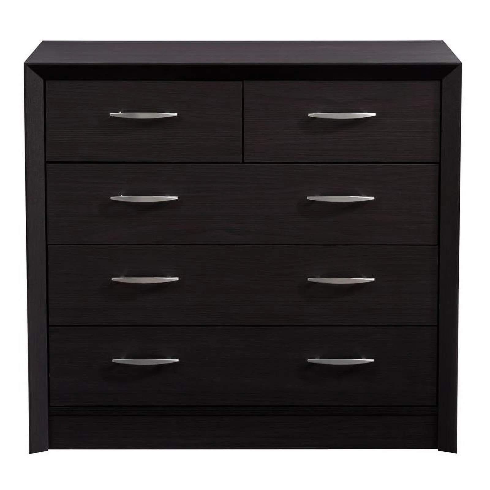 Bowery Hill 5-Drawer Mid-Century Engineered Wood Dresser in Black Oak