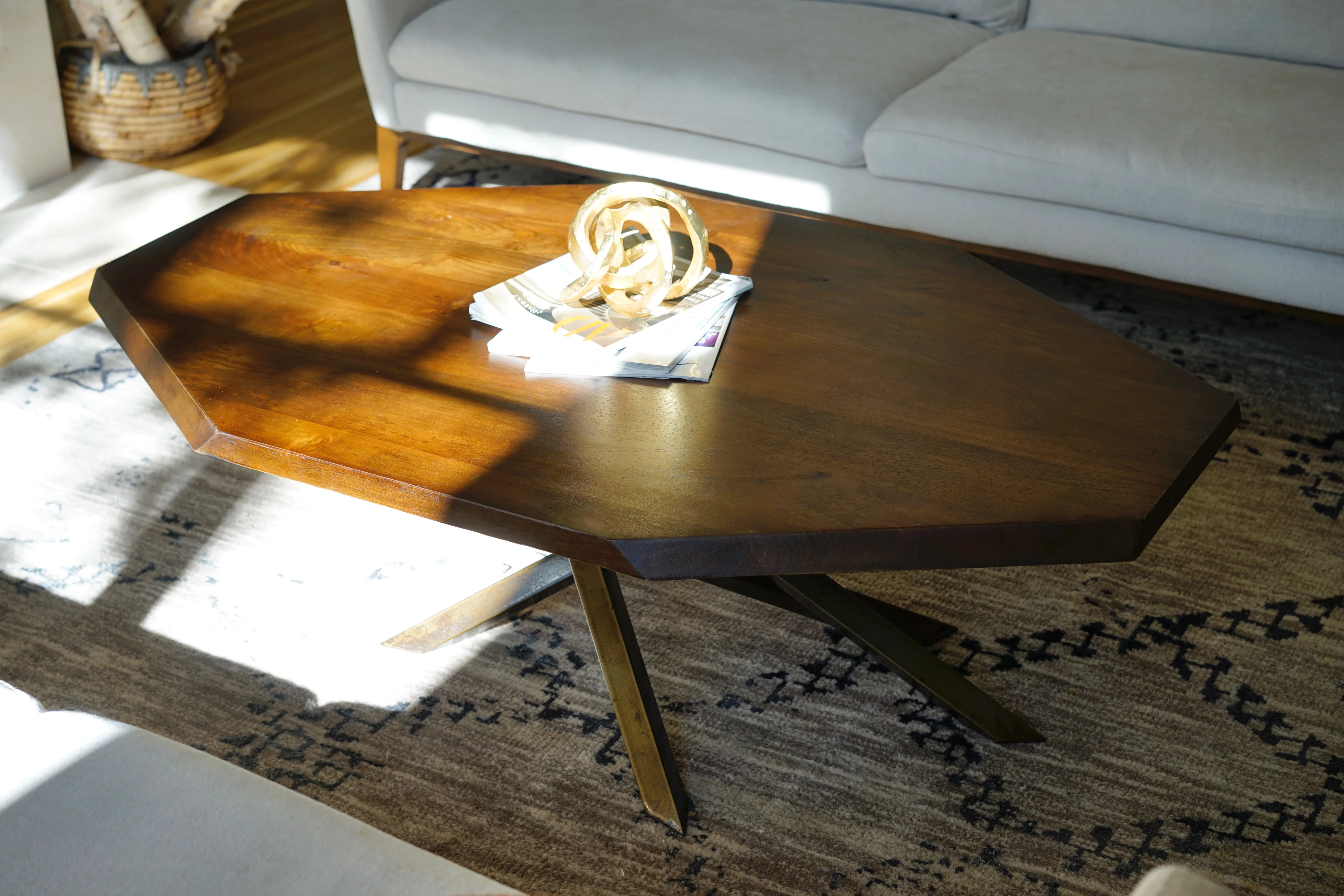 Posh Pollen - Stowe Octagon Solid Wood Coffee Table - Walnut