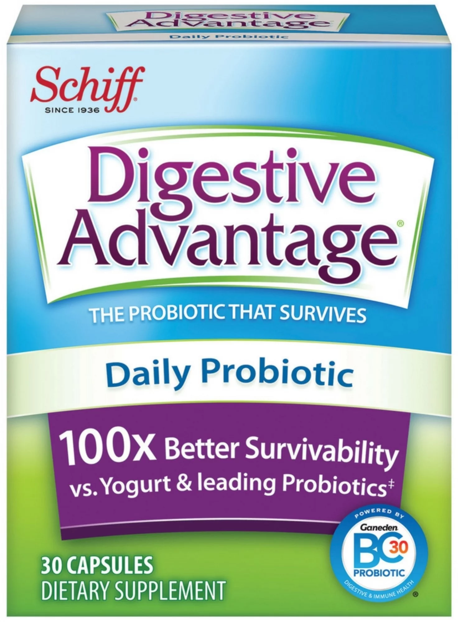 Digestive Advantage Daily Probiotic Capsules, 30 ct (Pack of 6)