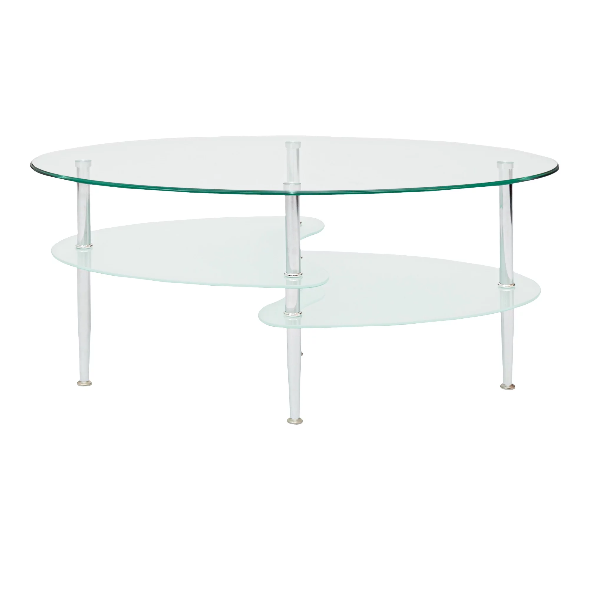 Walker Edison Mid-Century Modern Oval Glass Coffee Table