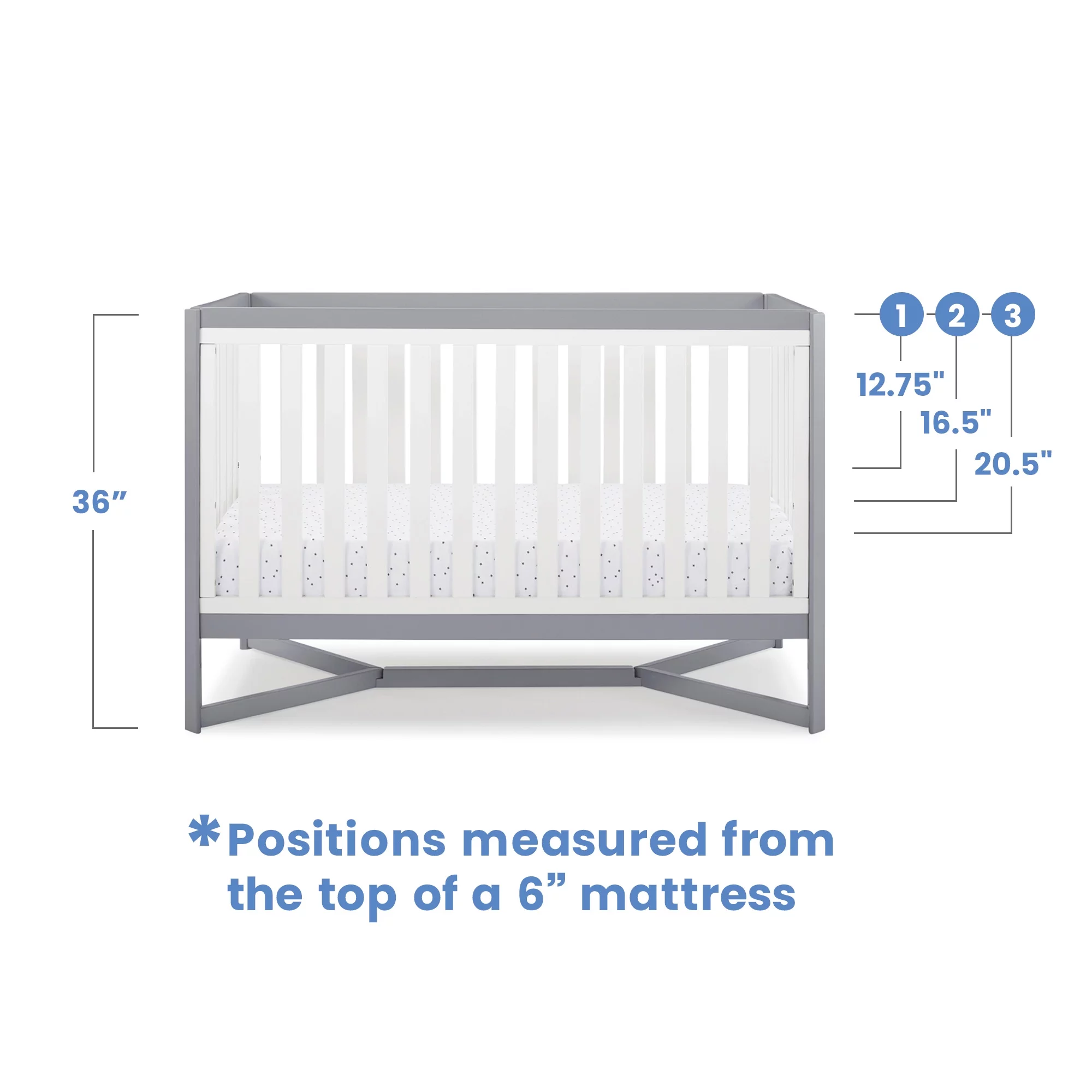 Delta Children Tribeca 4-in-1 Convertible Crib, Greenguard Gold Certified, White/Gray
