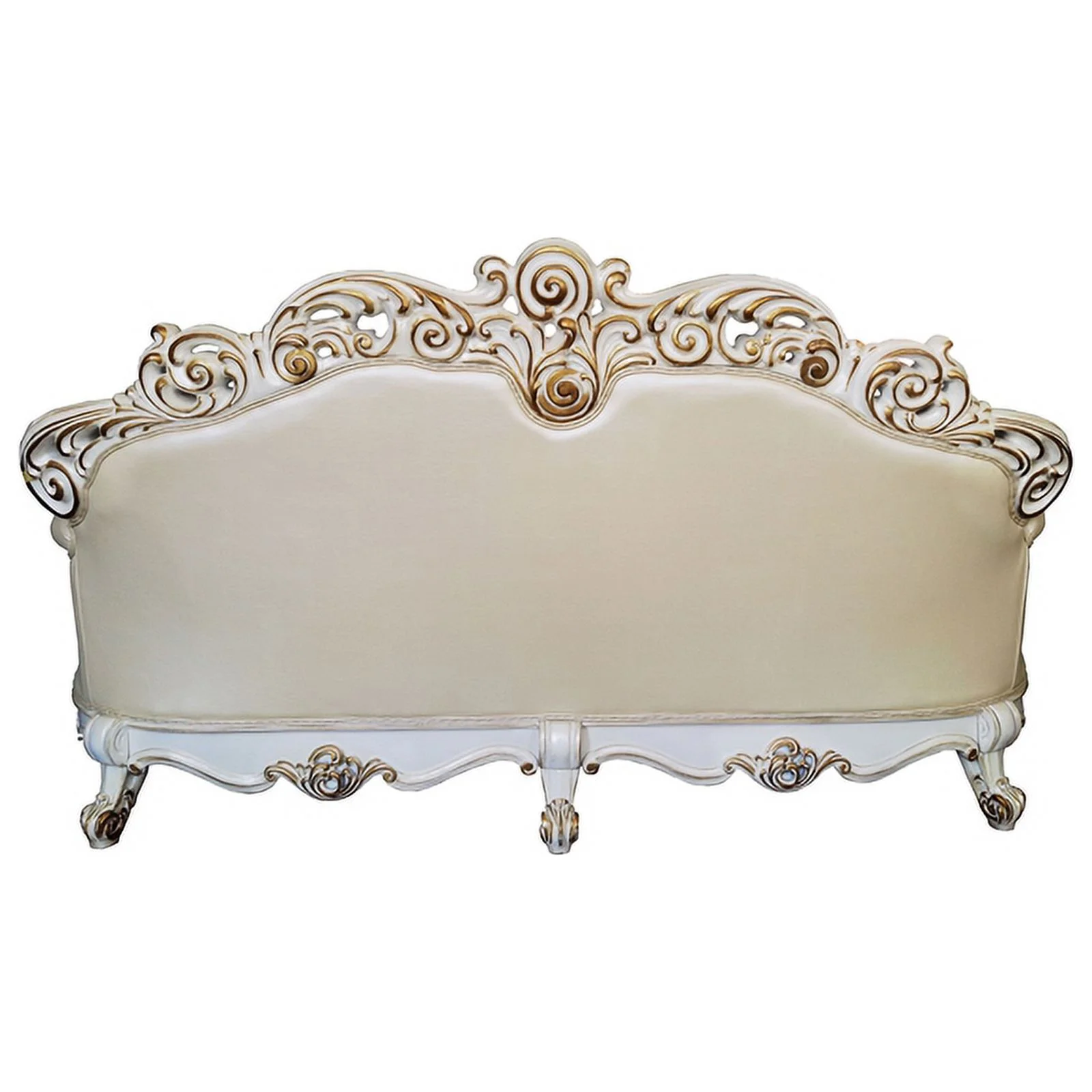 ACME Vendome Sofa with 5 Pillows in Champagne PU & Antique Pearl Finsih