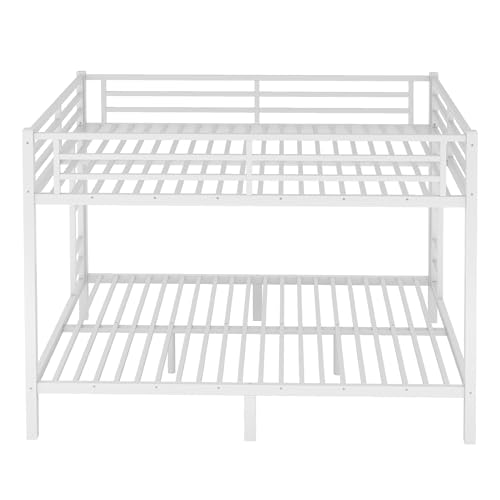 Heavy Duty Bunk Bed Frame with Ladder, Twin XL Over Twin XL Bunk Beds with Safety Guardrails, Adults Bunk Beds with Noise-Reducing Rubber Stoppers, Easy Assemble, Black