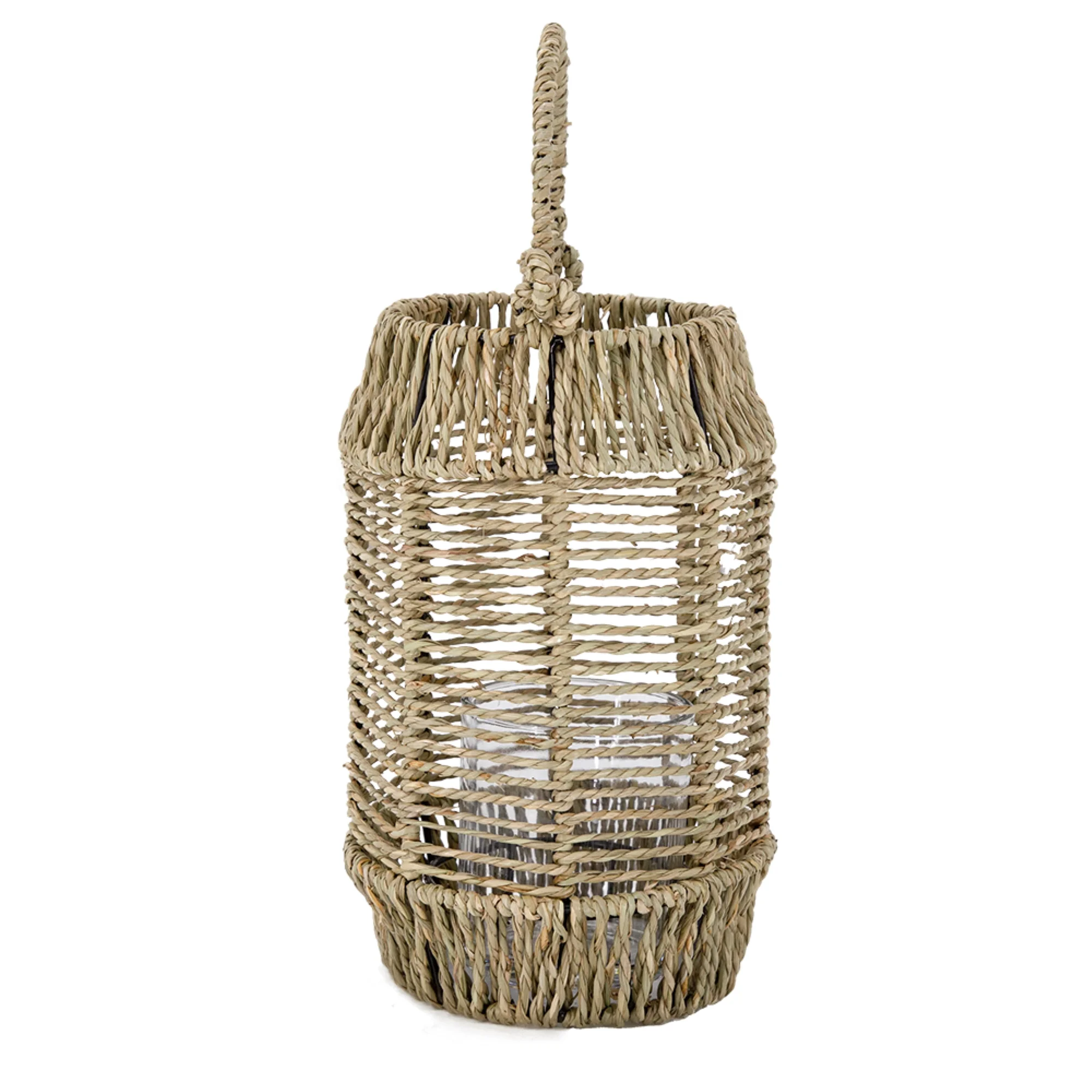 CC Home Furnishings Seagrass Rope Wrapped Candle Lantern - 10.25