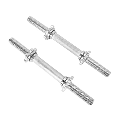 Threaded Dumbbell Rubber/Chrome Handles 1 Inch Pair, Adjustable Dumbbell Bar Handles, Fits Standard Weight Plates with 1” Diameter, for Gym Workouts, Exercise, Weightlifting, Sold in Pair
