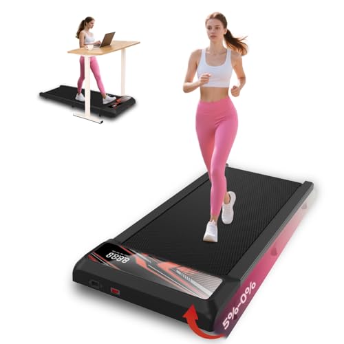 Walking Pad Treadmill, Under Desk Walking Mat with Incline for Home and Office, 2.5HP Low Noise Treadmill with Remote Control, Compact Design Walking Jogging Running Machine