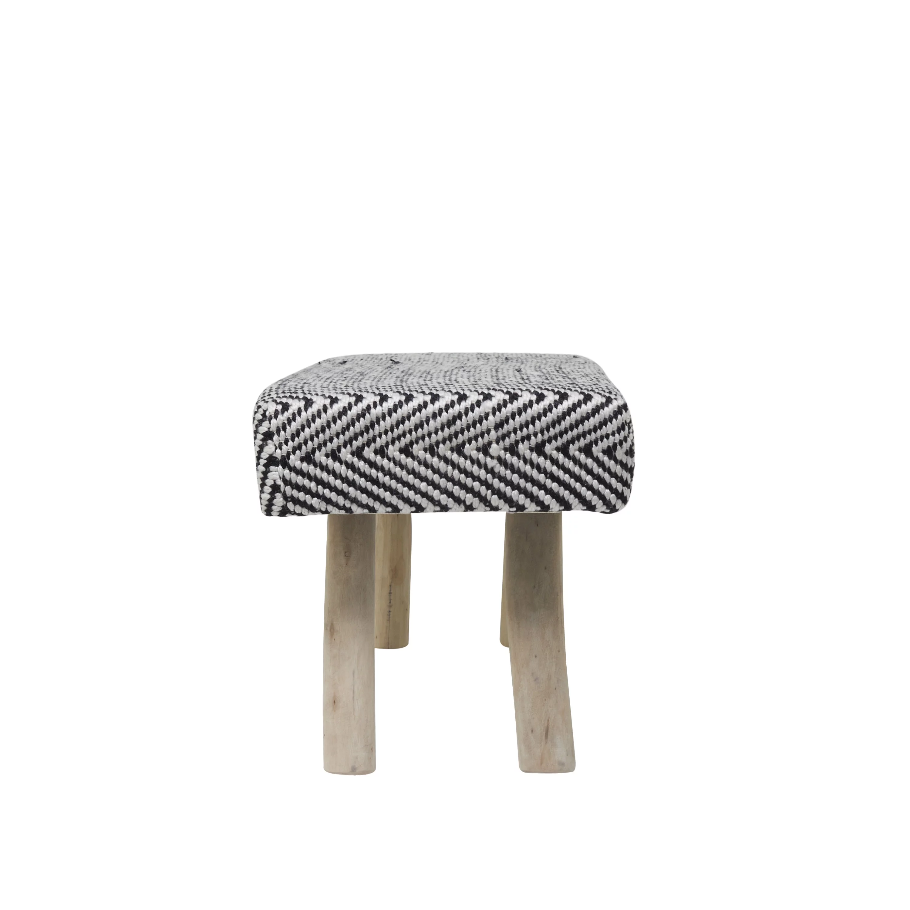 DecMode Polyester Chevron Bench with Wood Legs, Black