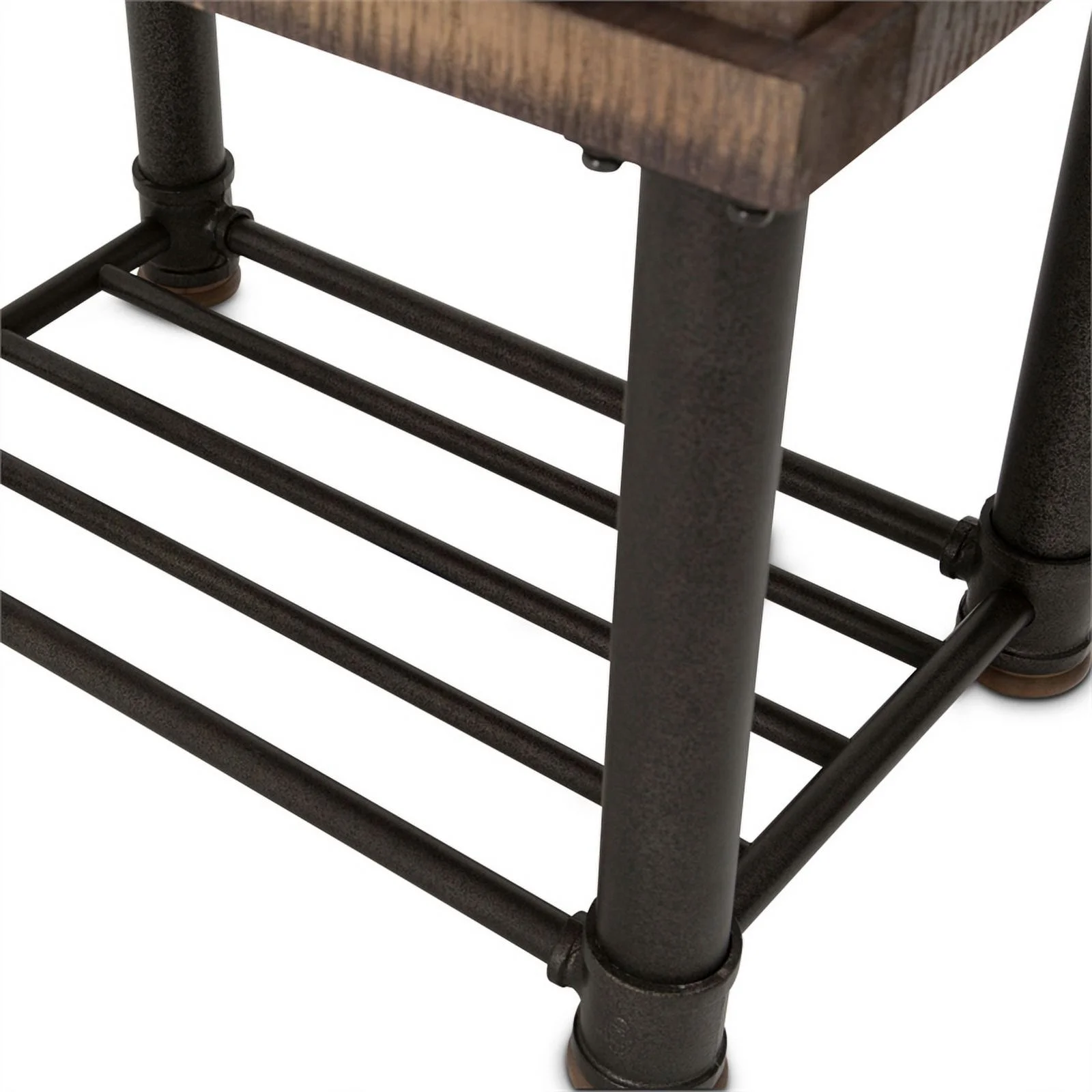 Michael Amini Crossings Wood & Metal Side Table w/ Drawer in Barn Brown