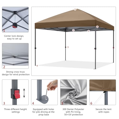 ABCCANOPY Pop Up Canopy - Outdoor Patio Portable Canopy Tent Heavy Duty for Backyard and Deck with 4 Sandbags(White, 10x10)