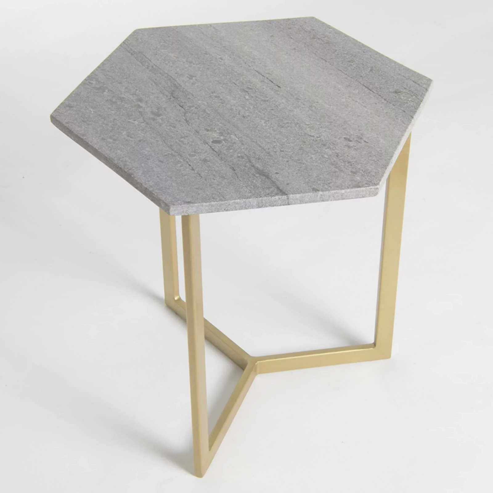 Best Home Fashion Prince Hexagon Marble Top Accent Table