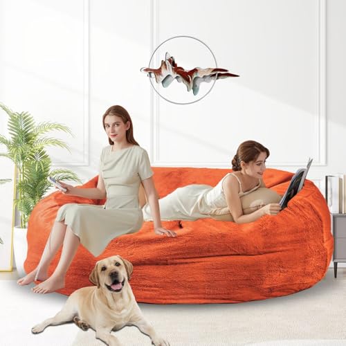 Bean Bag Chair for Adults 3FT,Soft Removable Cover for Teens/Girls Bedroom,Fluffy Giant Round Floor Beanbag Lounger Chairs (No Filler,Light Gray)