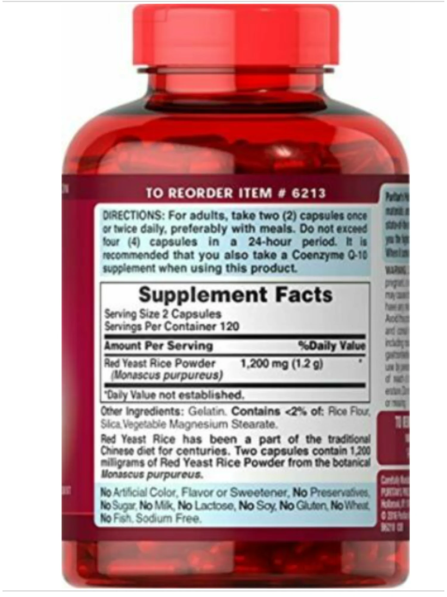 Puritan's Pride Red Yeast Rice 600 mg, 240 Count, Pack of 2